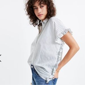 Madewell window pane side ruffle shirt